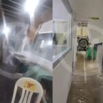 Hospital MAC se inunda tras fuerte lluvia en Puebla.
